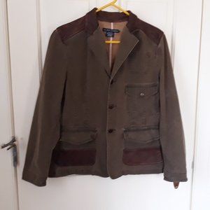 Ralph Lauren Cotton/Leather unlined Jacket Sz  L